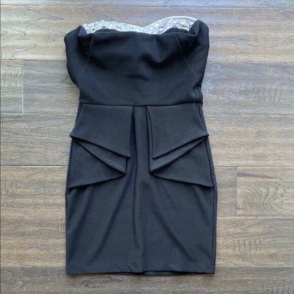 RUBY ROX Strapless Dress Womens Sz XS Black Rhinestone Stretch Cocktail Prom - Picture 1 of 6